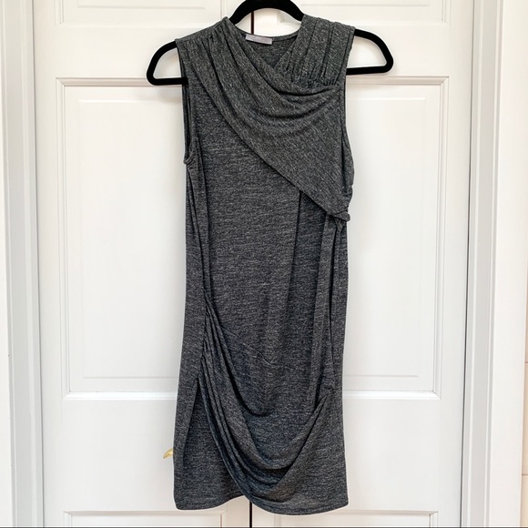 Zara Sleeveless Gray Draped Stretch Dress - Picture 1 of 7